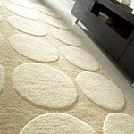 Tapis IMPEX Carving en laine beige et blanc