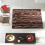 Tapis NELEAFI Carving en laine marron